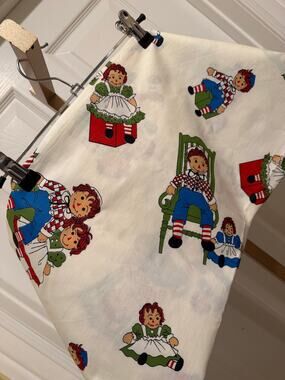 Vintage Raggedy Ann and Andy cotton fabric, 44” x 46”
